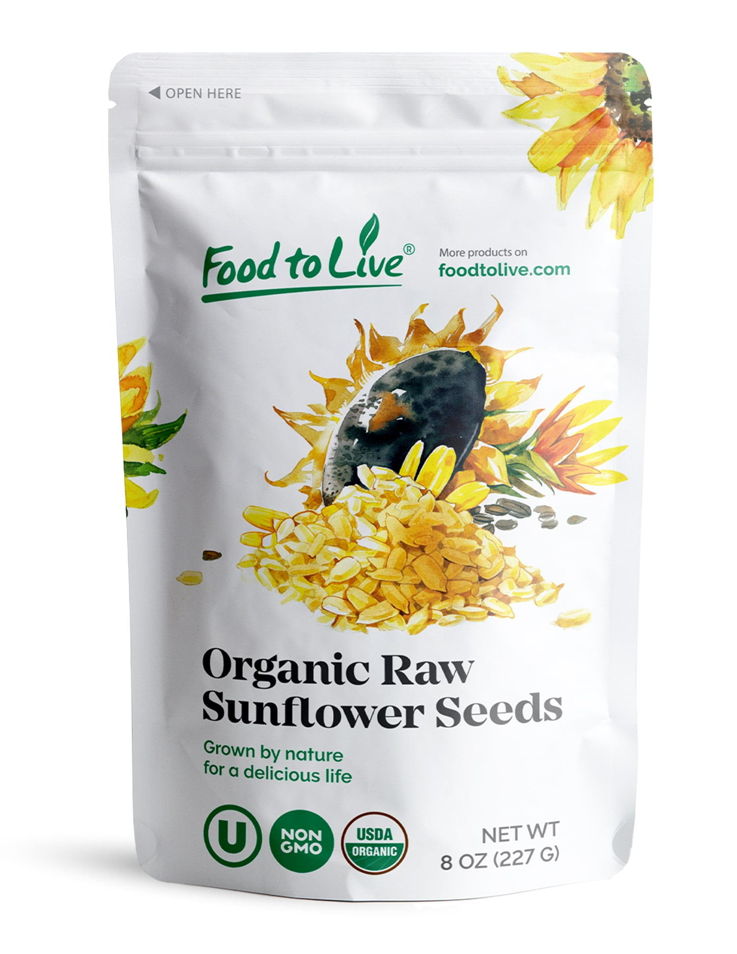 Organic Sprouted Sunflower Seeds, 0.5 Pounds - Non-GMO, Kosher, Raw, Vegan - by Food to Live