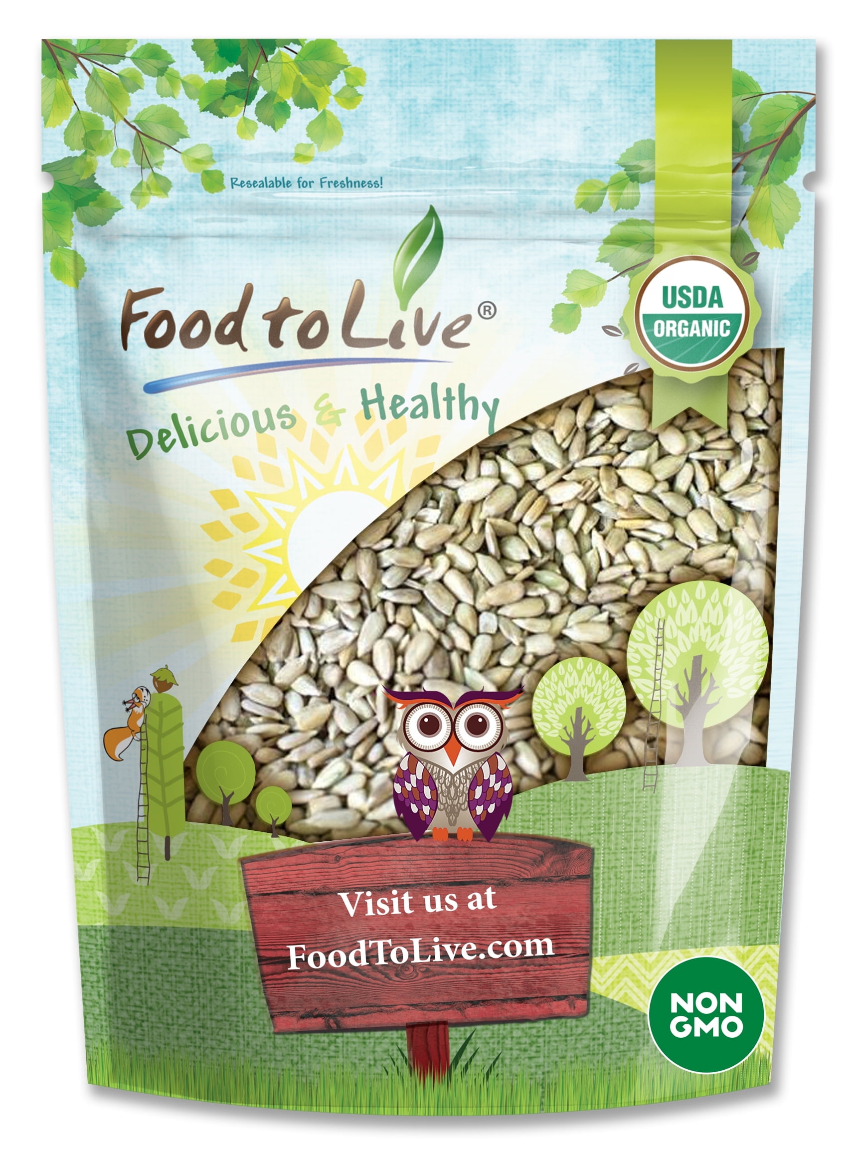 Organic Sprouted Sunflower Seeds, 2 Pounds - Non-GMO, Kosher, Raw, Vegan - by Food to Live