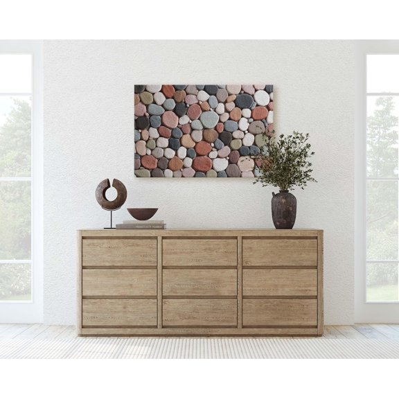Organic Stone Mosaic Earthy Pebble Textured Portrait Decor Unframed Paper Print