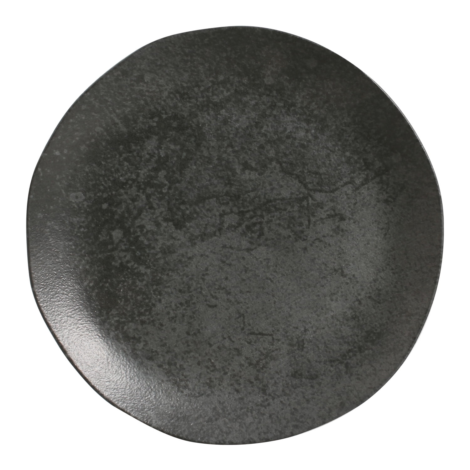 Black Ceramic Round Dinner Plates Set of 6, Microwave-Safe