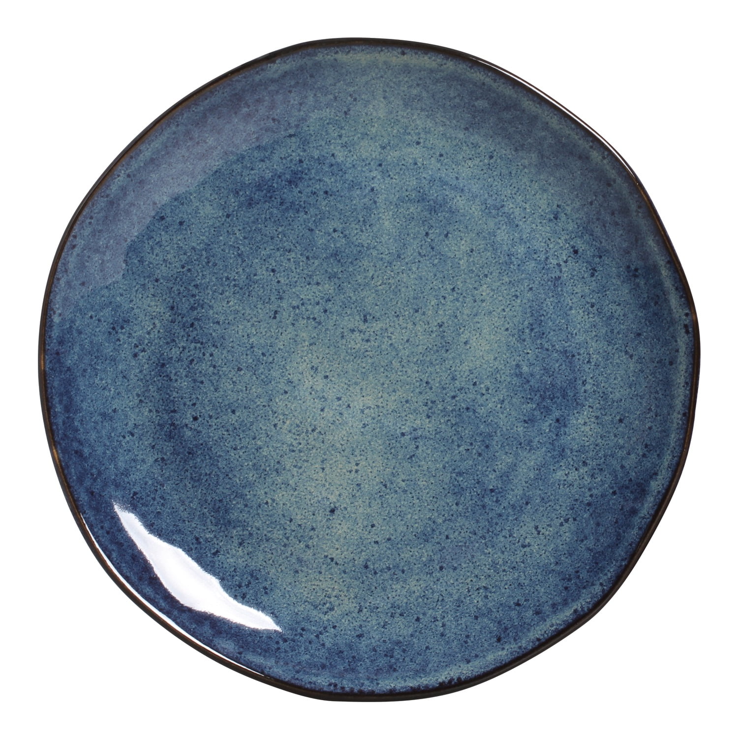 Handcrafted Blue Porcelain Round Dinner Plates, Set of 6