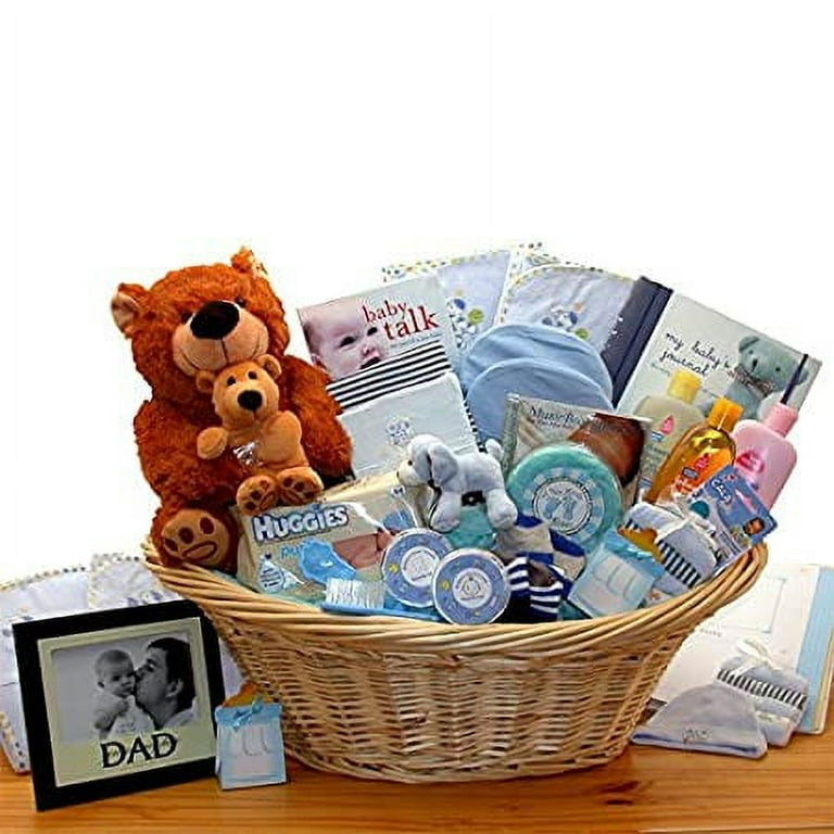 Organic Stores Deluxe Baby Shower Basket Gift, Blue for Boys