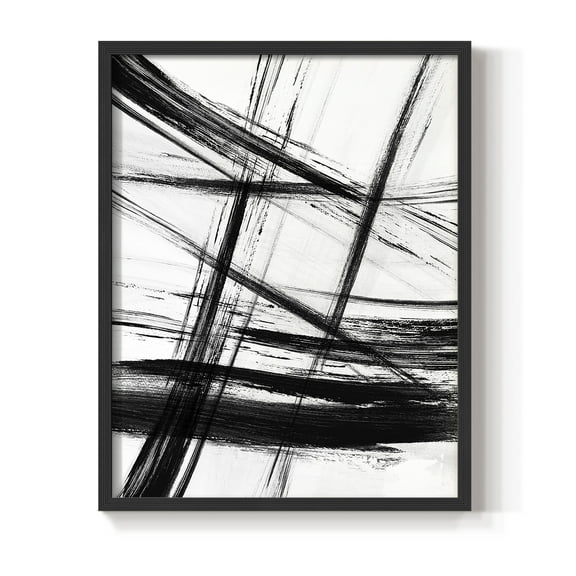 Organic Strokes in Black Solid Wood 11 x 14 Framed Print