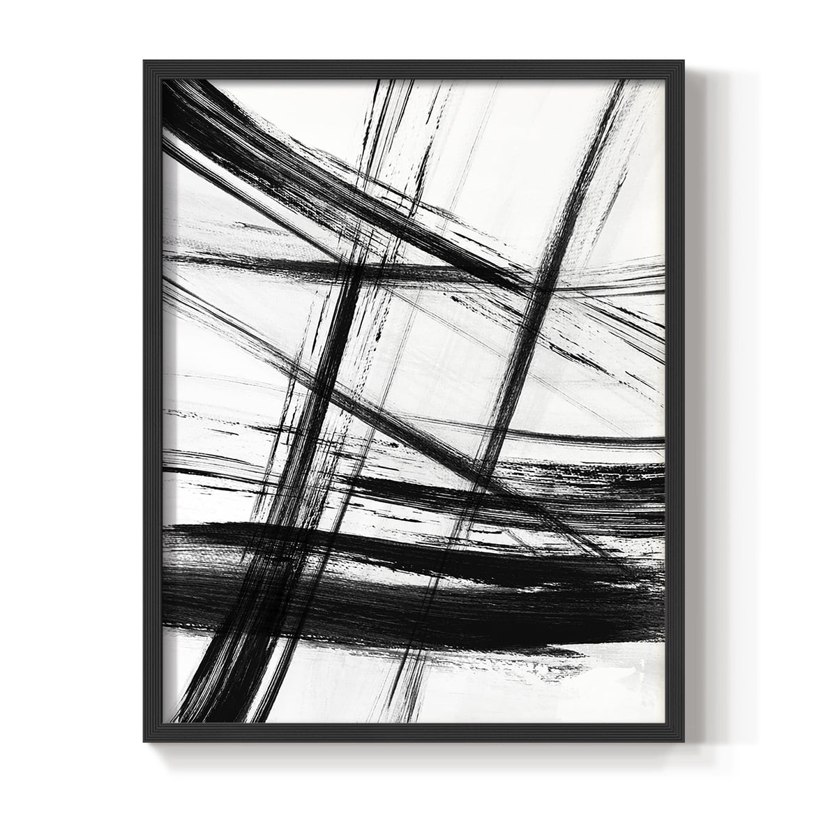 Organic Strokes in Black Solid Wood 8 x 10 Framed Print