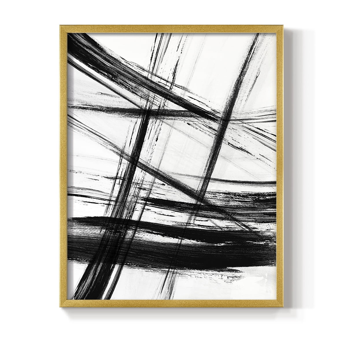 Organic Strokes in Gold Solid Wood 8 x 10 Framed Print