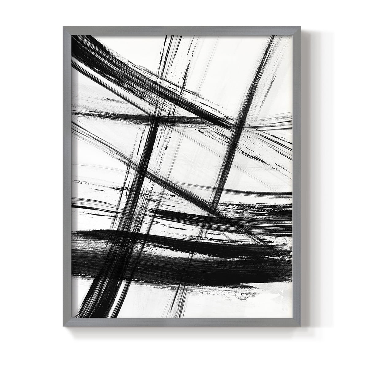 Organic Strokes in Gray Solid Wood 22 x 28 Framed Print