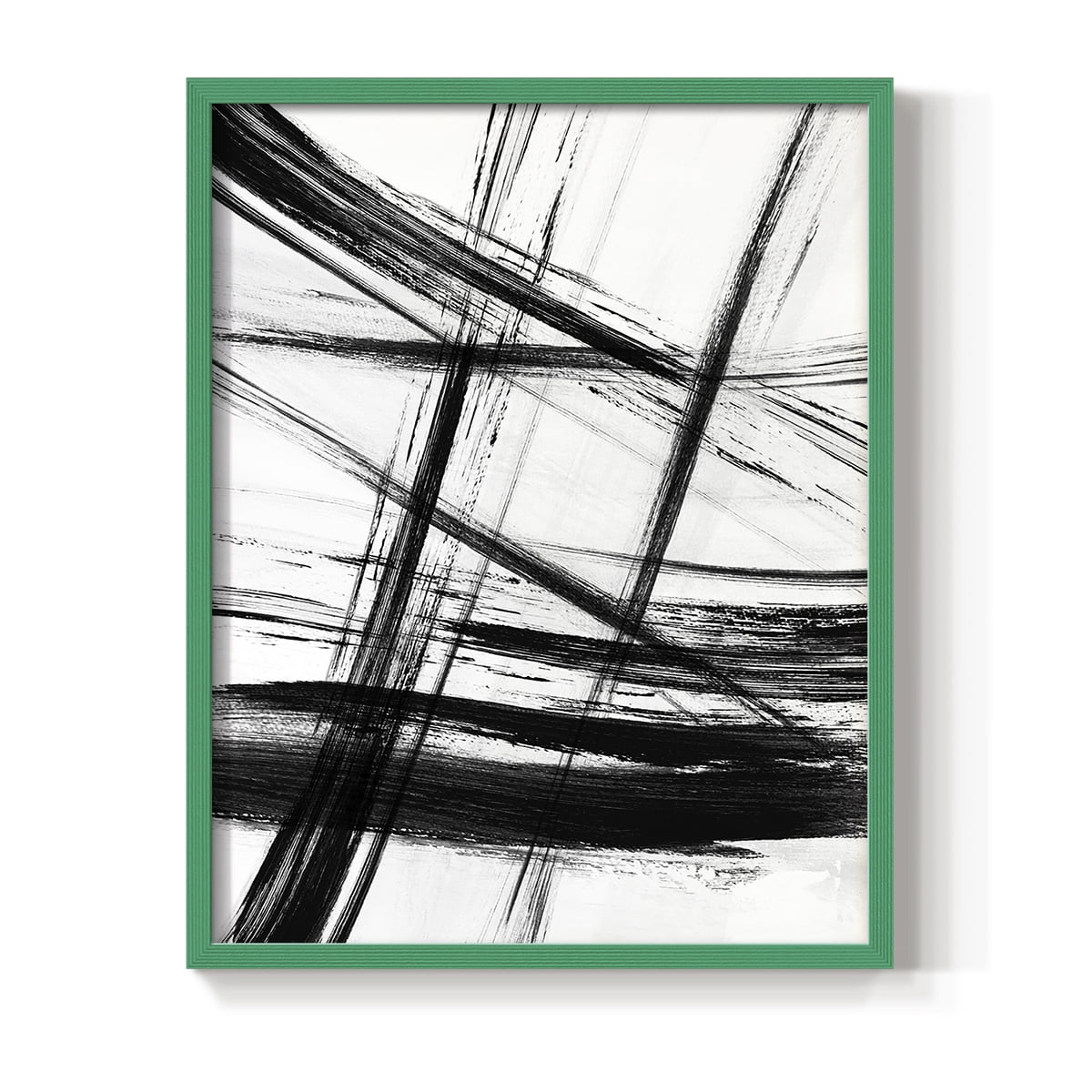Organic Strokes in Green Solid Wood 8 x 10 Framed Print