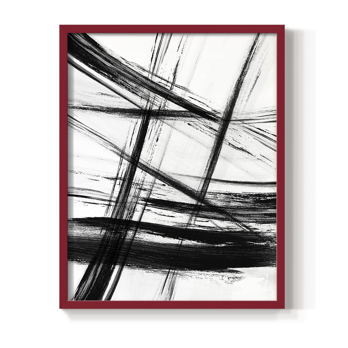 Organic Strokes in Red Solid Wood 8 x 10 Framed Print