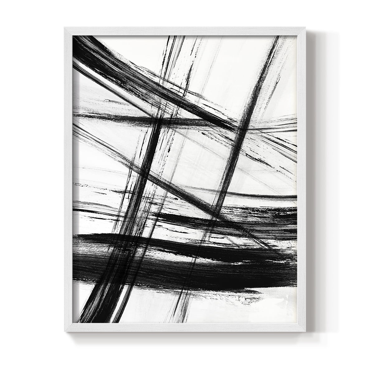 Organic Strokes in White Solid Wood 8 x 10 Framed Print