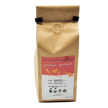 Organic Sumatra Coffee Medium Roast Chocolate Espresso Beans, Hand Roasted 12 Oz, Whole Beans, Cold Brew, Indonesian Espresso Shots, Fair Trade Coffee Certified. INCREDIBLE