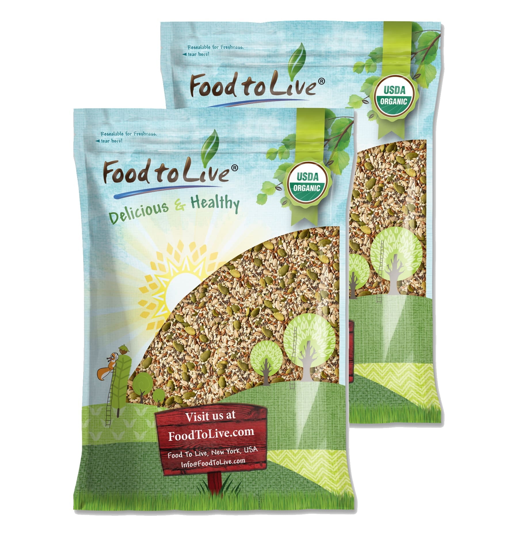 Organic Super 5 Seeds Mix, 20 Pounds – Non-GMO, Vegan, Kosher – by Food to Live