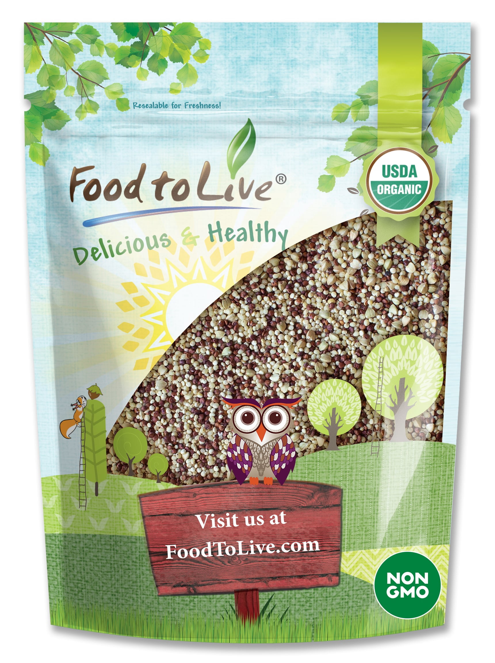 Organic Super Grains Mix, 0.75 Pounds - Non-GMO, Raw, Vegan - by Food to Live deal from Walmart