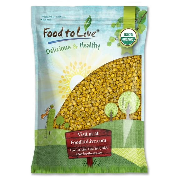 Organic Super Sweet Corn, Freeze-Dried, 50 Pounds — Non-GMO, Kosher, Raw, Vegan — by Food to Live