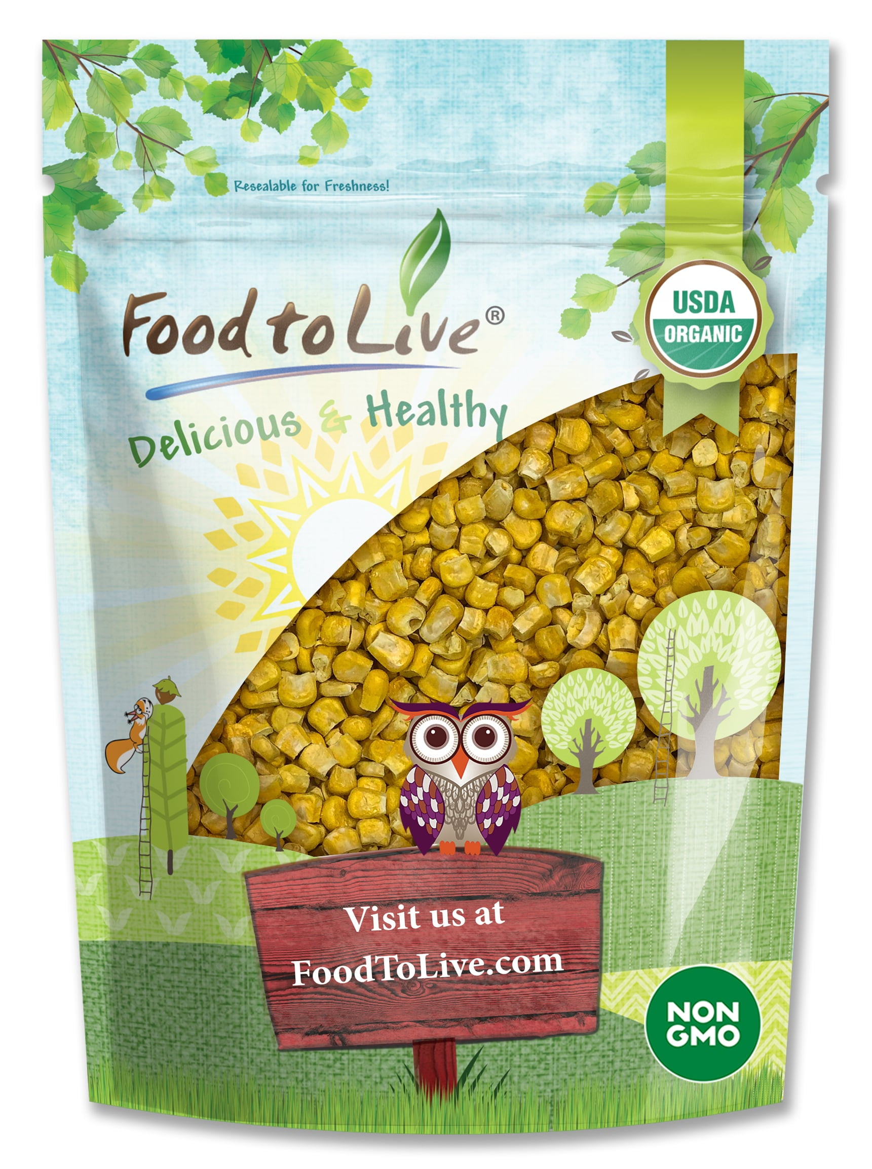 Organic Super Sweet Corn, Freeze-Dried, 8 Ounces — Non-GMO, Kosher, Raw, Vegan — by Food to Live