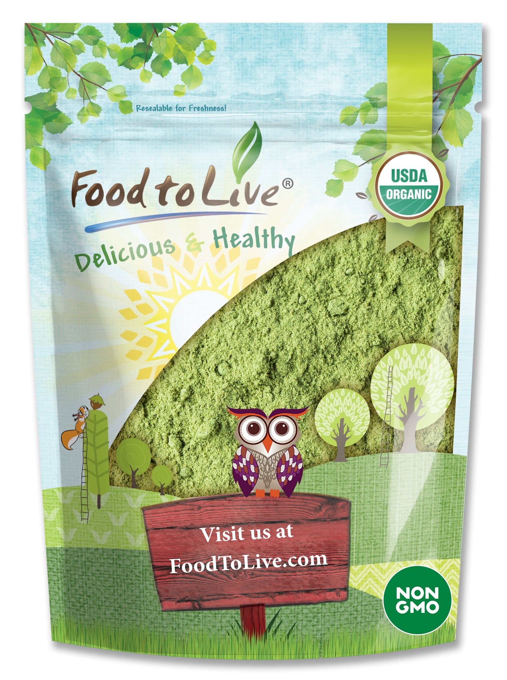 Organic SuperGrass Powder Mix, 0.75 Pounds — Non-GMO, Kosher, Vegan, Raw — by Food to Live