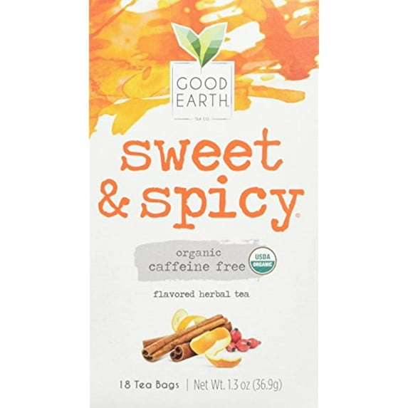 Organic Sweet & Spicy Herbal Caffeine Free Good Earth Teas 18 Tea Bag