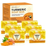 Organic TURMERIC Soap Bar Face & Body Cleanser - 3.5 OZ Pack 6