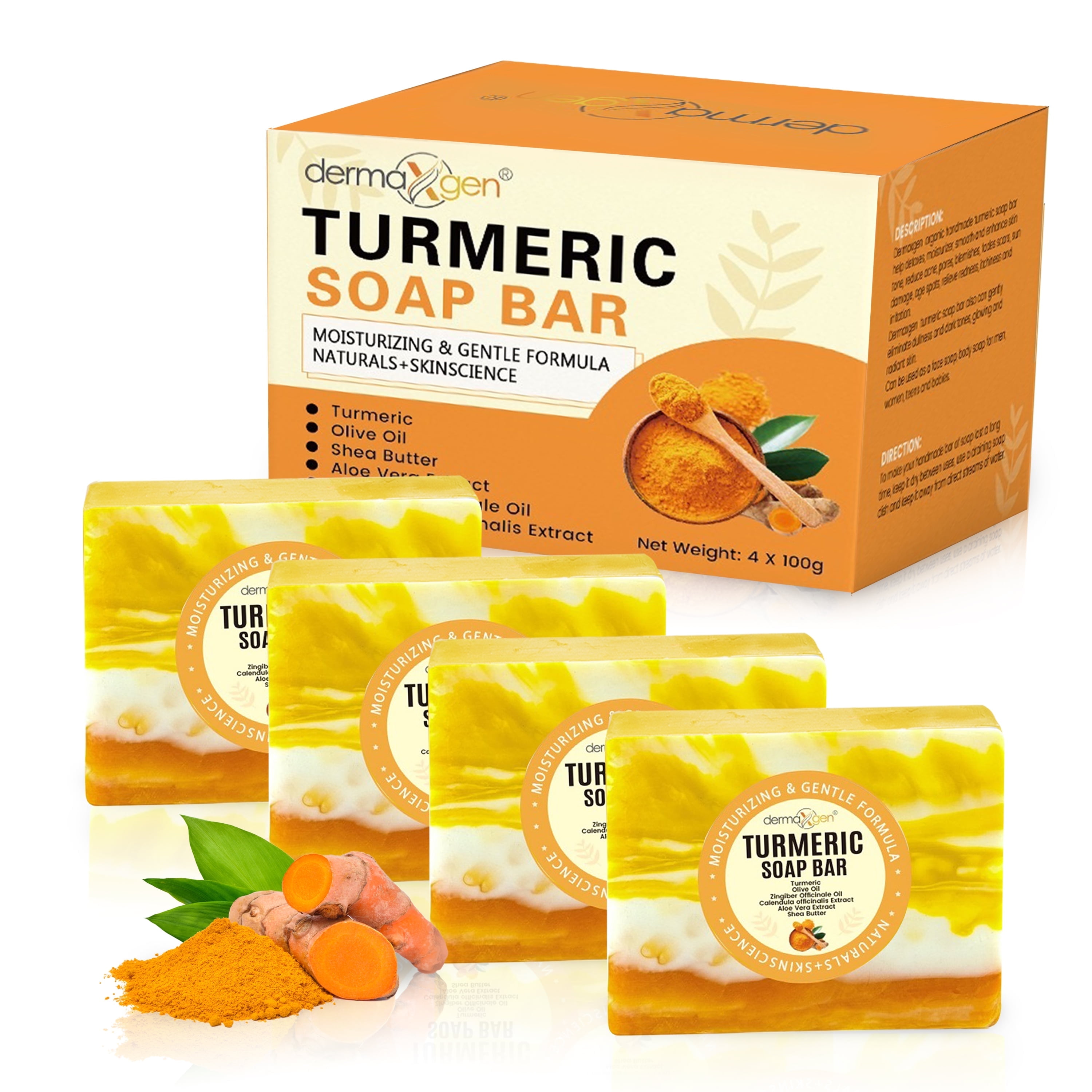 Dermaxgen, Brightening Turmeric Soap, 3.5 OZ, Pack of 4 - Walmart.com