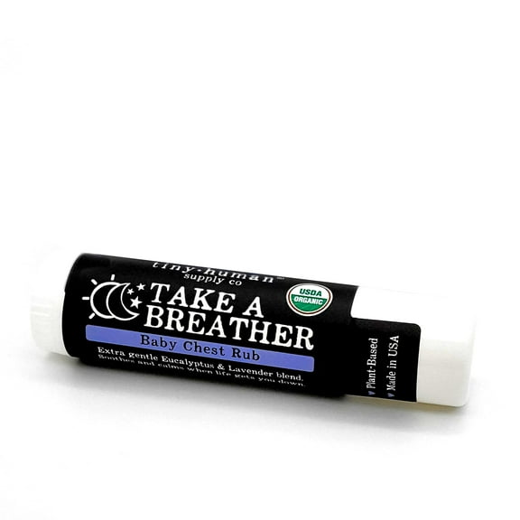 Organic Take A Breather Baby Chest Rub Stick 1pk, 100% Natural, Soothing Lavender & Eucalyptus, Petroleum Free, Cruelty Free