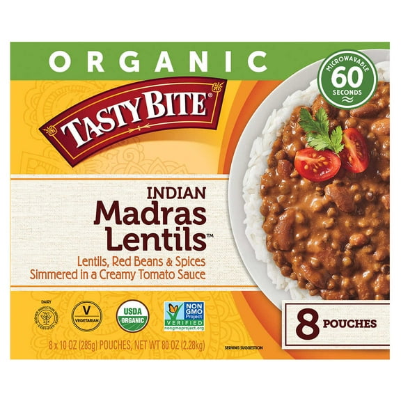 Madras Lentil Tasty Bite Organic Indian Madras Lentils, 10 Oz, Pack of 8 10 Ounce (Pack of 8)