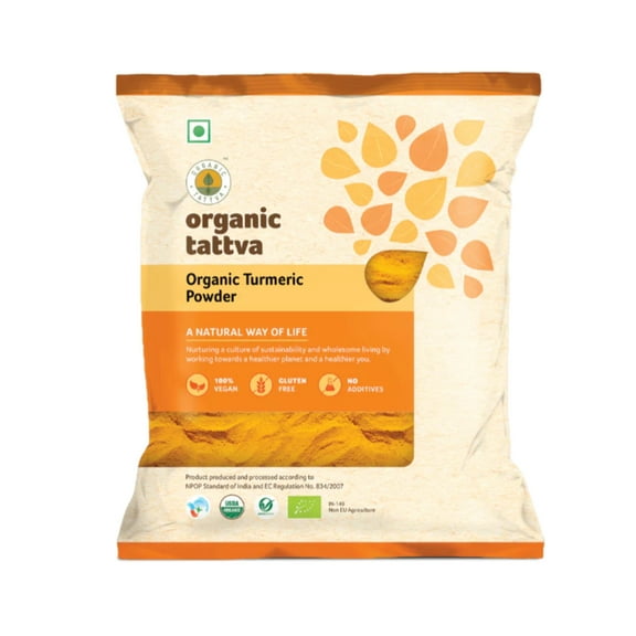 Organic Tattva Turmeric Powder (Haldi) (3.53 oz/100 gm) Cold Ground Spices Powder with Natural Oils, Vegan, No Additives, USDA Certified