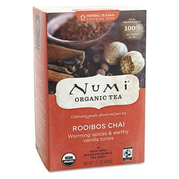 Organic Teas and Teasans 1.71 oz, Rooibos Chai, 18/Box