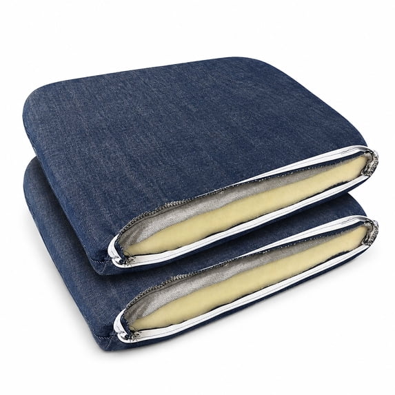 Organic Textiles 100% Organic Latex Seat Cushion with Dark Blue Cotton Removable Cover - (2", Medium) - Pack of 2