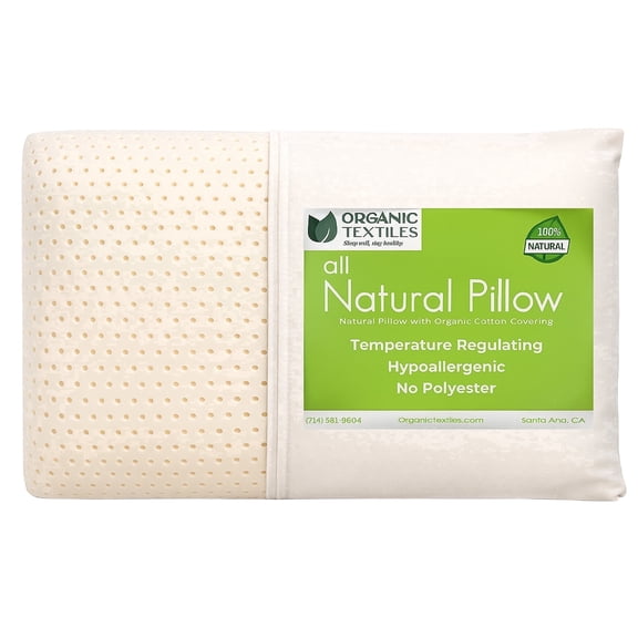 Organic Textiles Natural Talalay Latex Pillow with Organic Cotton Cover (Standard, Soft)