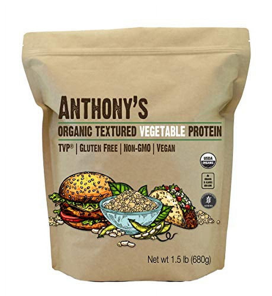 Anthony's Organic Textured Vegetable Protein, TVP, 1.5 Pound, Gluten Free, Made