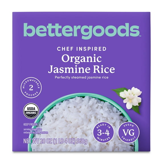 bettergoods Organic Jasmine Rice, 20 oz, 2 Pouches (Frozen)