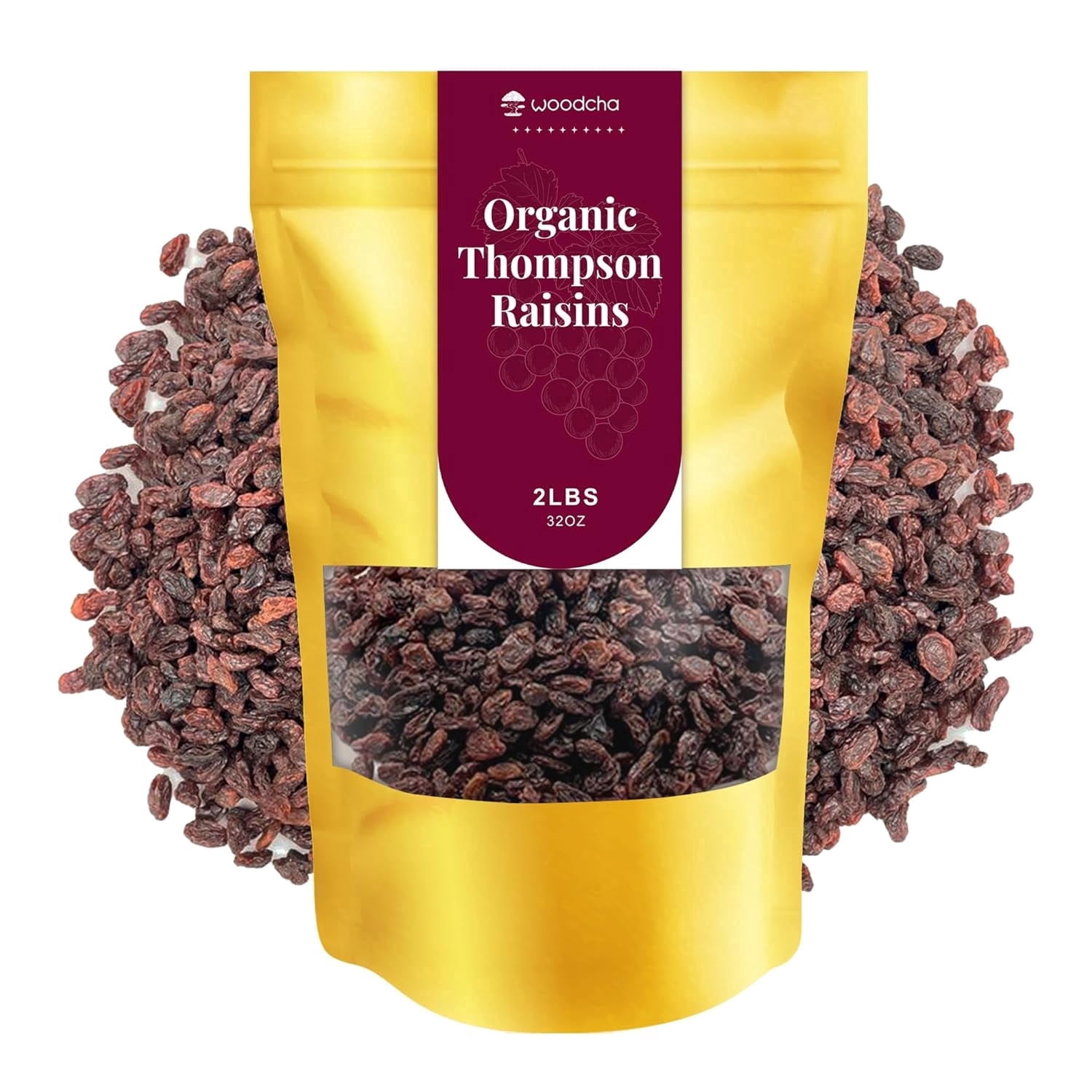 Organic Thompson Raisins – Naturally Sweet, Seedless, Sun-Dried, Non-GMO, Healthy Snack & Baking Ingredient –Jumbo Raisins- 2 lbs