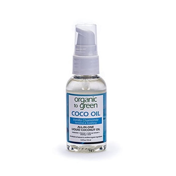 Organic To Green Liquid Coconut Oil For Skin And Face Vanilla Chamomile Sensitive And Soothing 1.8 Fl Oz