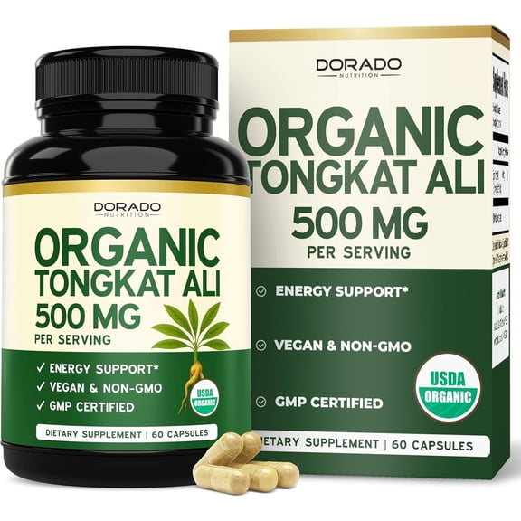 Organic Tongkat Ali for Men Longjack Root Extract Powder for Men & Women - Premium Tongkat Ali Supplement - Support Energy, Muscle Mass & Performance - Vegan & NON GMO