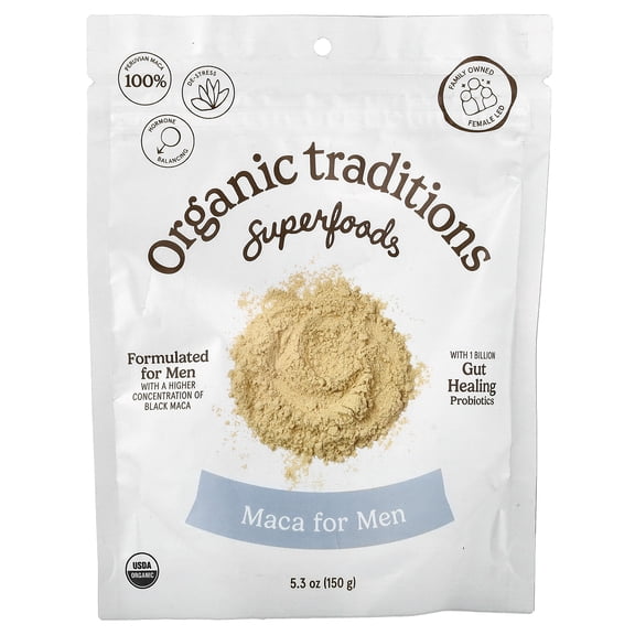 Organic Traditions Maca For Men with Probiotics, 5.3 oz (150 g)