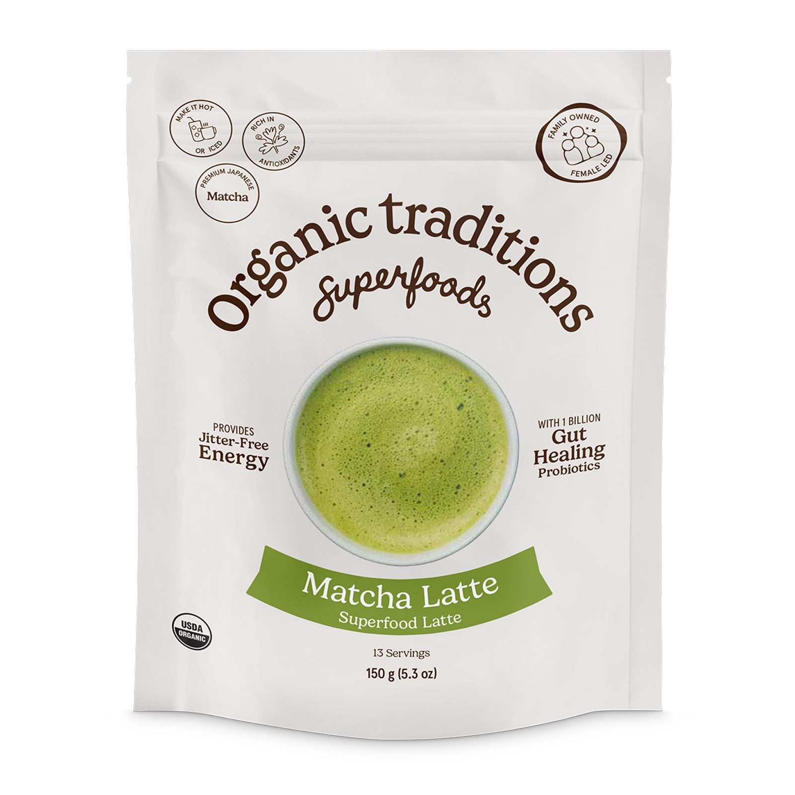 Organic Traditions | Matcha Latte with Probiotics - Walmart.com