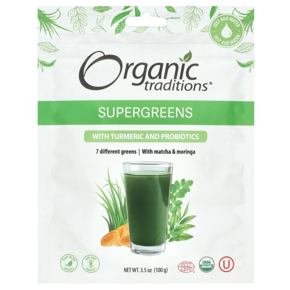 Organic Traditions - Probiotic Super Greens with Turmeric - 3.5 oz.