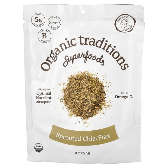 Organic Traditions - Sprouted Chia and Flax Seed Powder - 8 oz.