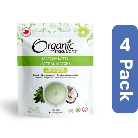 Organic Traditions Superfood Latte Matcha 5.3 oz (Pack of 4)