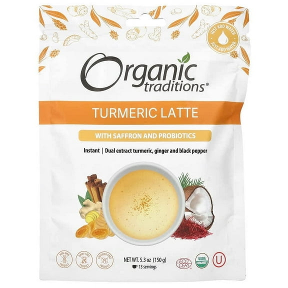 Organic Traditions Turmeric Latte with Saffron and Probiotics -- 5.3 oz