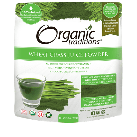 Organic Traditions Wheat Grass Juice Powder, 5.3oz