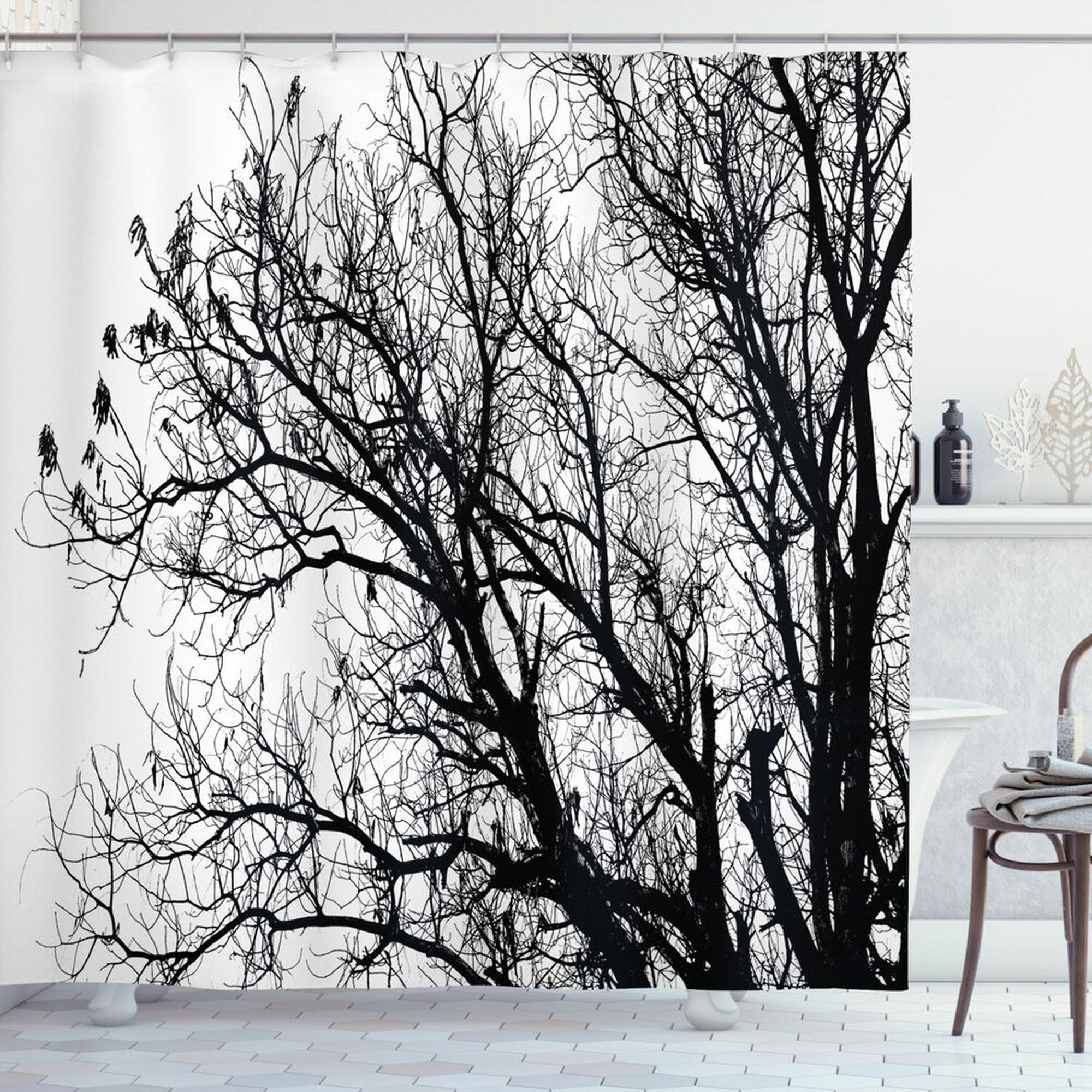 Organic Tree Branch Shower Curtain Create a Serene Bathroom Ambiance