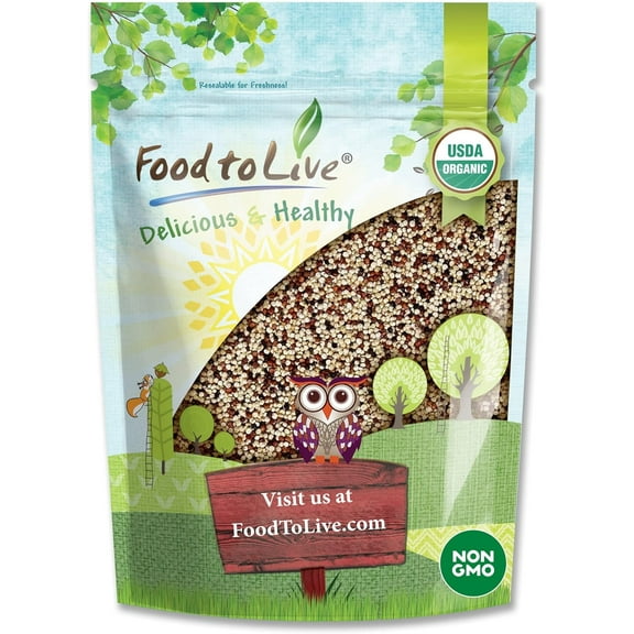Organic Tri-color Quinoa, 4 Pounds — Non-GMO, Kosher, Raw, Sproutable, Vegan, Bulk – by Food to Live