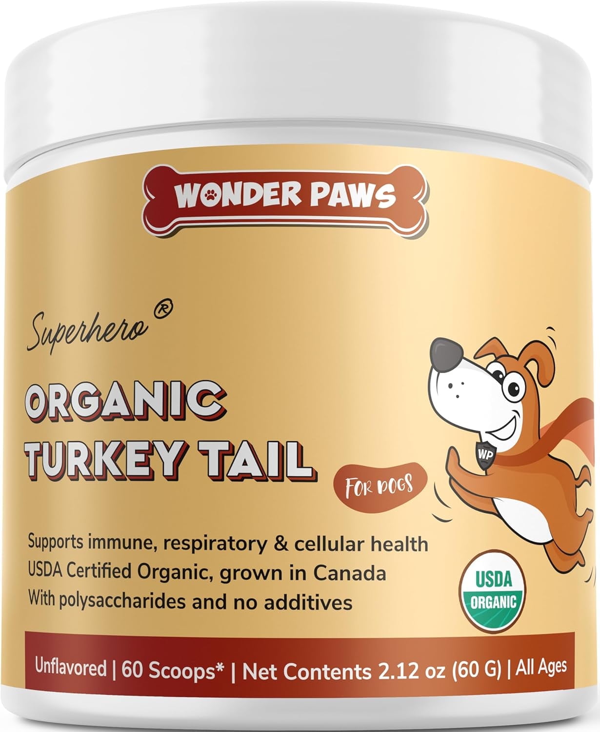 Organic Turkey Tail Mushroom Powder for Dogs-Immunity, Digestion & Cellular Health Support-2.12 oz