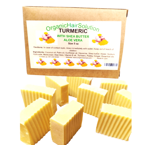 Turmeric Bar Soap for Face & Body With Aloe Vera, Ginger Shea Butter & Parsley | For Men, Women & Teens (2 pack)