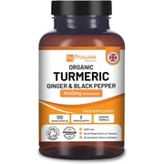 Organic Turmeric Capsules High Strength 1440mg | 120 Turmeric Capsules with Black Pepper, Ginger & Curcumin 2 Month Supply | Turmeric Capsules High Strength Made in the UK by Prowise Healthcare