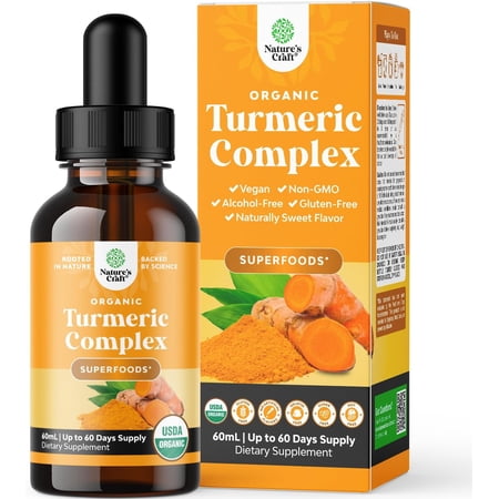 Natures Craft Liquid Turmeric Curcumin Drops for Adults, Digestion & Immune Support Supplement, 60 ml