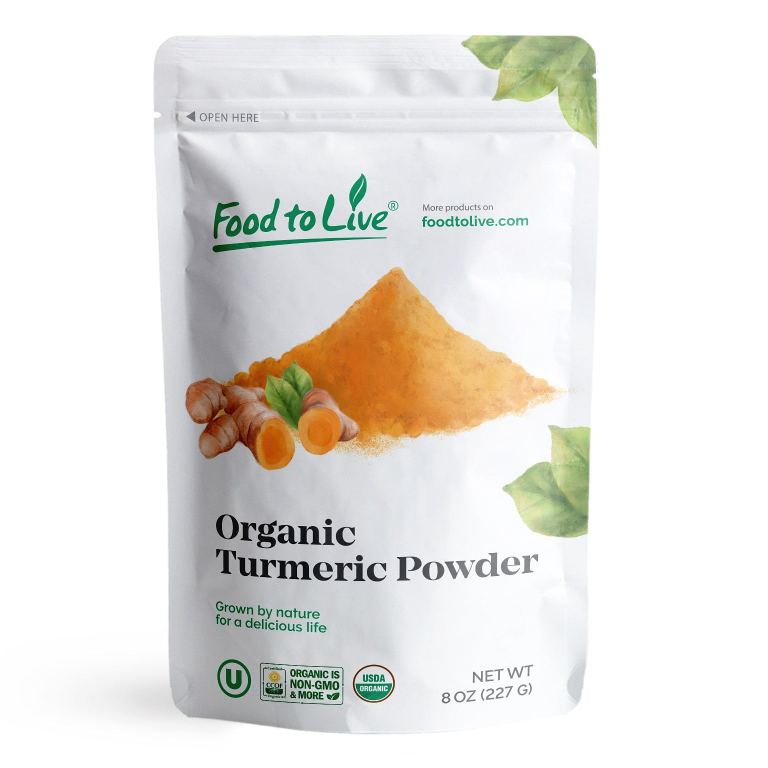 Organic Turmeric Powder, 8 Ounces  Non-GMO, Kosher, Sirtfood  by Food to Live
