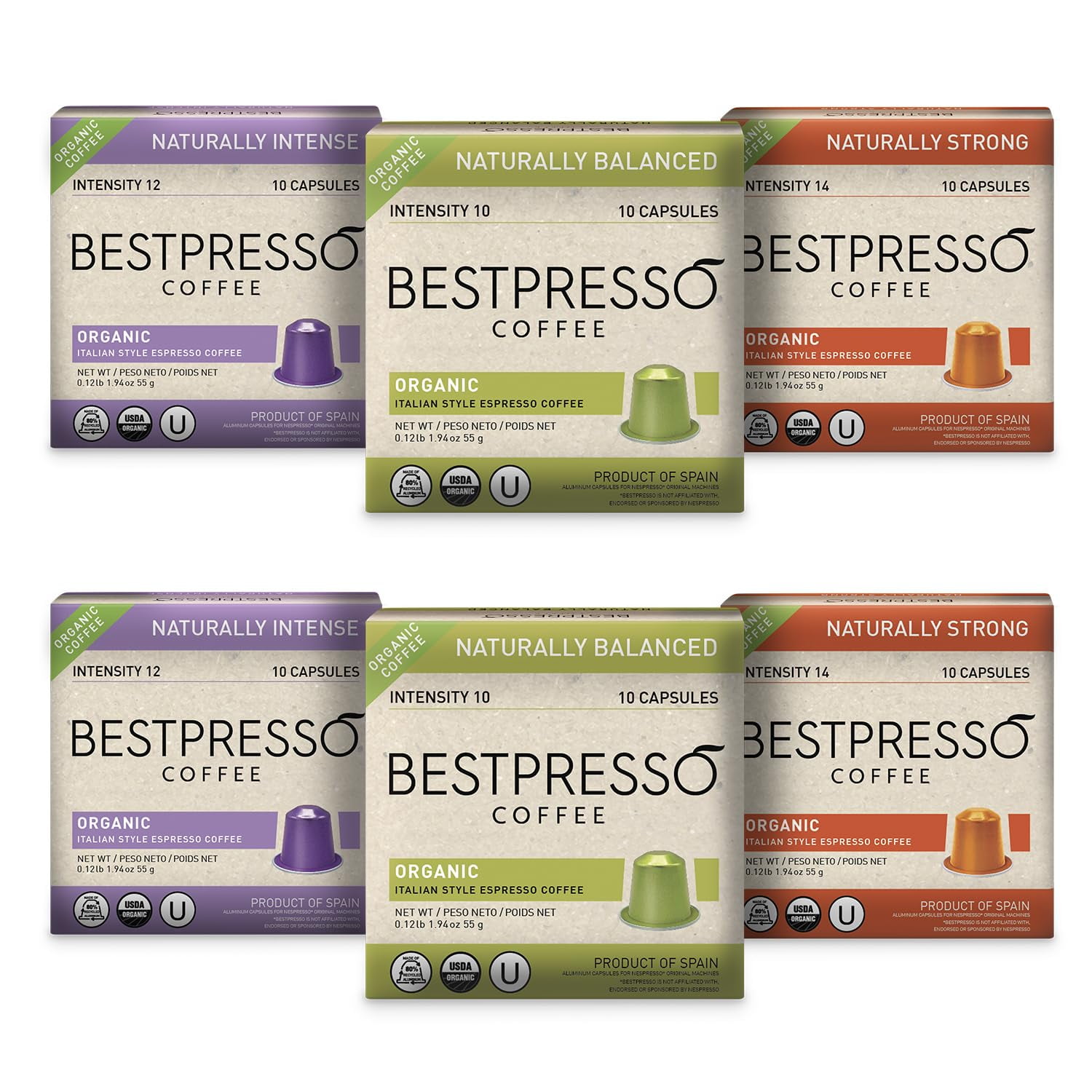 Organic USDA Coffee Aluminum Espresso Pods For Nespresso Original