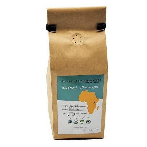 Organic Uganda Coffee Beans Roasted 12oz, Espresso Arabica, Vanilla Flavor, Artisan Whole Beans Hand Roasted Small Batch Sustainabl Smooth, Earthy and Complex