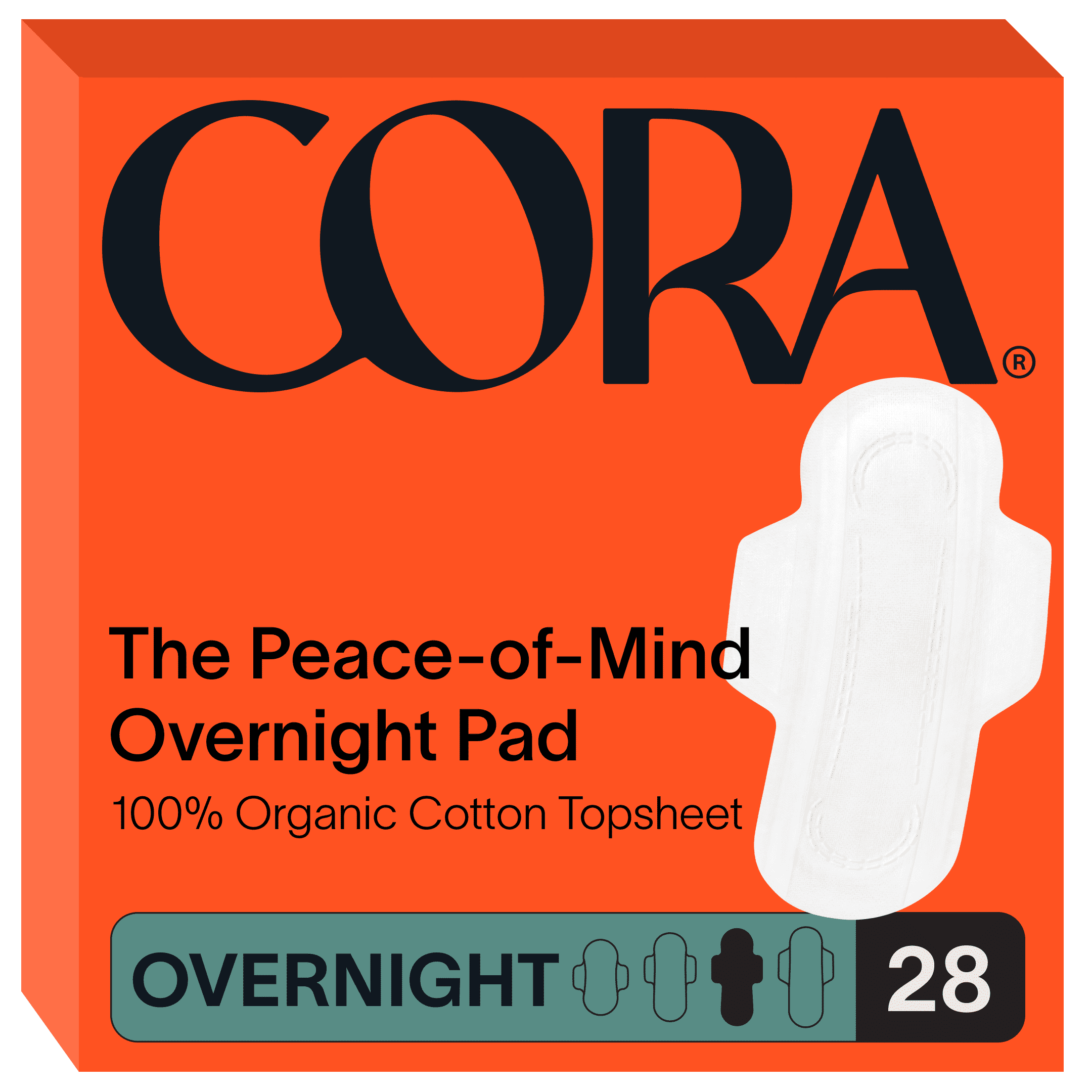 Cora Organic Ultra Thin Overnight Period Pads (28 Count)